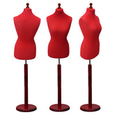 Display Guru Female Uk Size 6/8 Dressmakers Tailors Dummy Mannequin , Red Torso Bust with Red Wood Round Base
